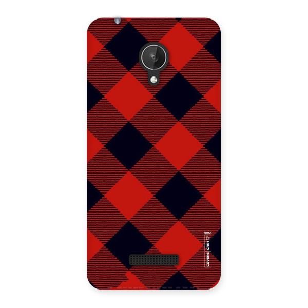 Red Diagonal Check Back Case for Micromax Canvas Spark Q380