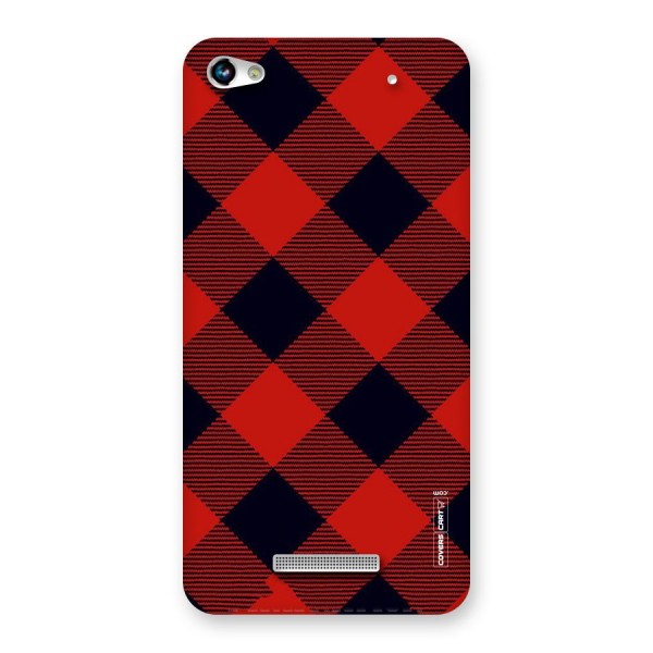Red Diagonal Check Back Case for Micromax Hue 2