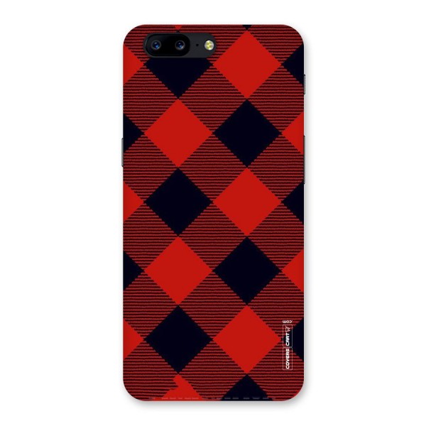 Red Diagonal Check Back Case for OnePlus 5
