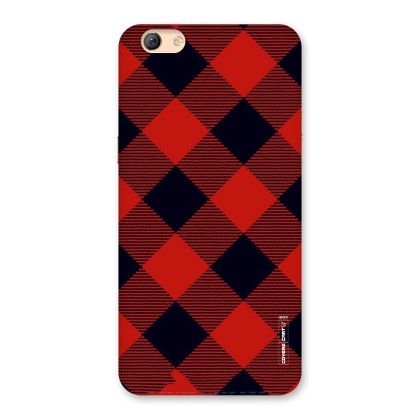 Red Diagonal Check Back Case for Oppo F3 Plus