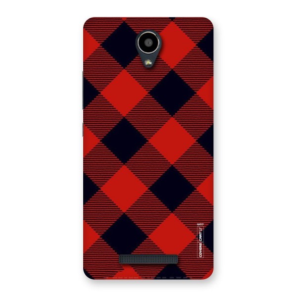 Red Diagonal Check Back Case for Redmi Note 2