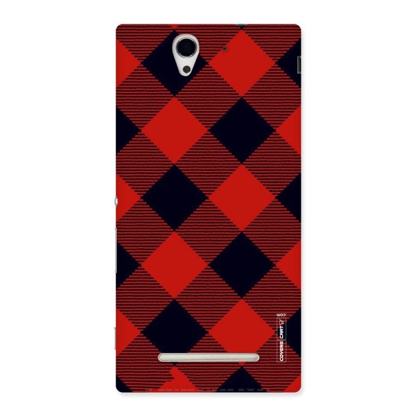 Red Diagonal Check Back Case for Sony Xperia C3