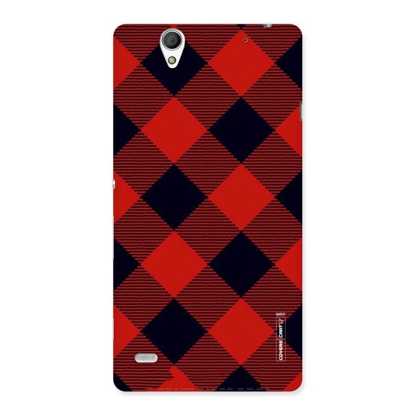 Red Diagonal Check Back Case for Sony Xperia C4