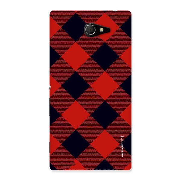 Red Diagonal Check Back Case for Sony Xperia M2