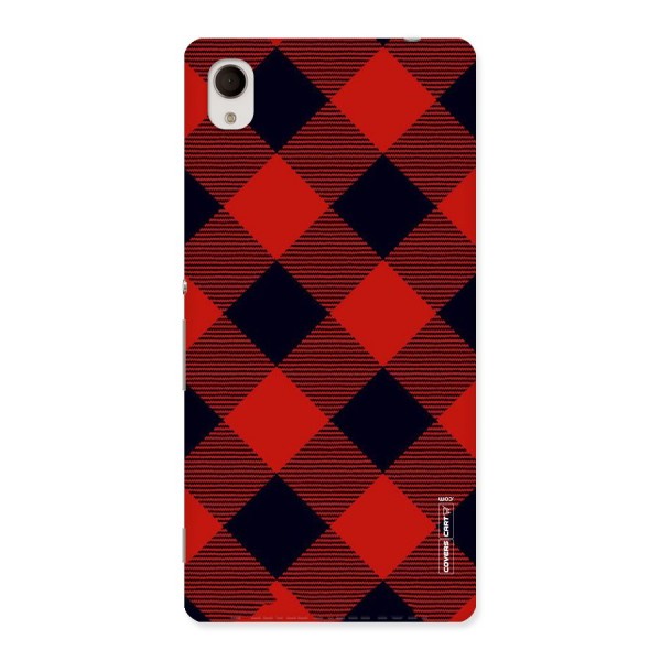 Red Diagonal Check Back Case for Sony Xperia M4