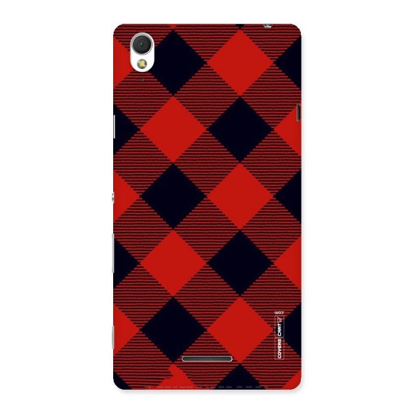 Red Diagonal Check Back Case for Sony Xperia T3