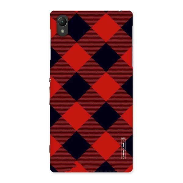 Red Diagonal Check Back Case for Sony Xperia Z1