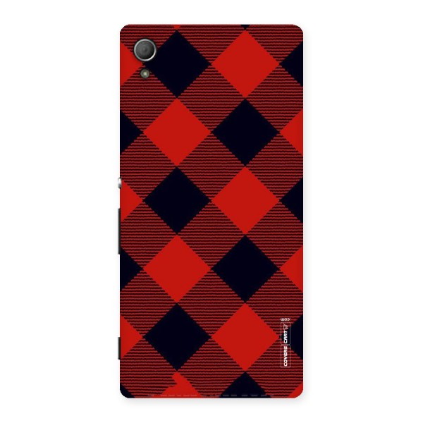 Red Diagonal Check Back Case for Xperia Z3 Plus
