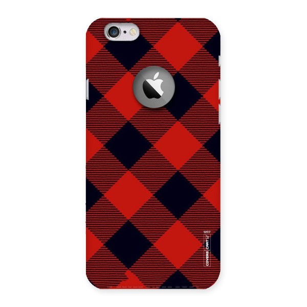 Red Diagonal Check Back Case for iPhone 6 Logo Cut