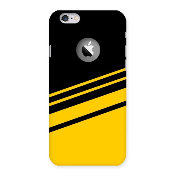 Slant Yellow Stripes Back Case for iPhone 6 Logo Cut