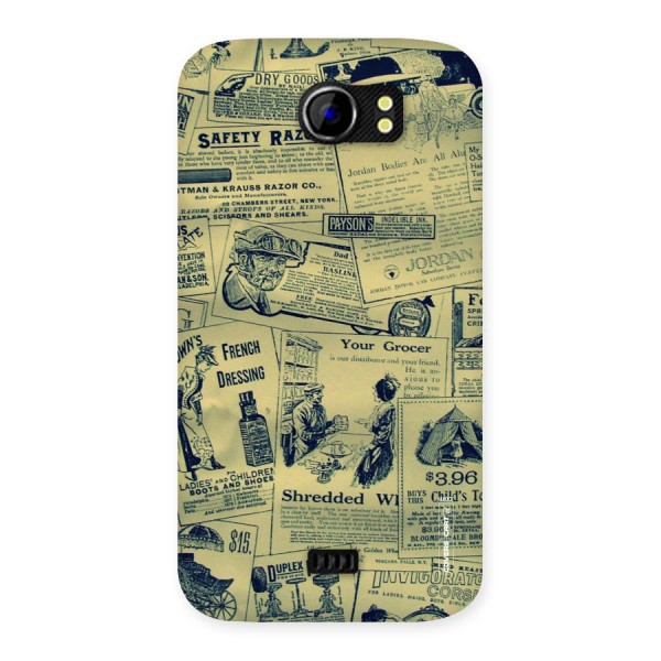 Vintage Newspaper Cutouts Back Case for Micromax Canvas 2 A110