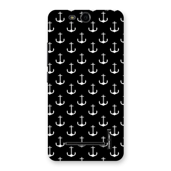 White And Black Anchor Pattern Back Case for Micromax Canvas Juice 3 Q392