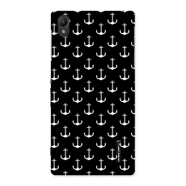 White And Black Anchor Pattern Back Case for Sony Xperia Z1