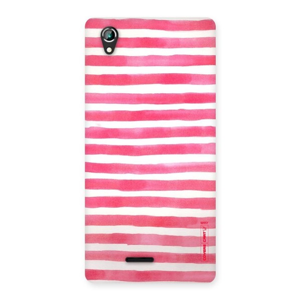 White And Pink Stripes Back Case for Lava Iris 800