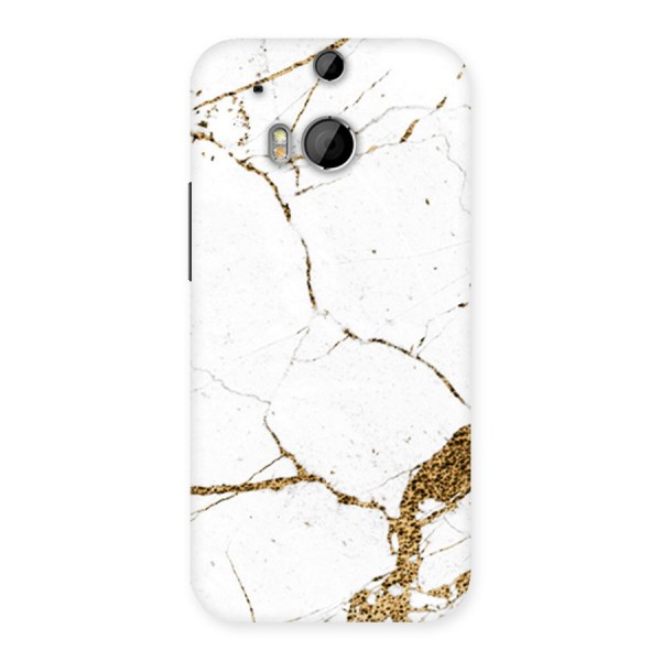 White and Gold Design Back Case for HTC One M8