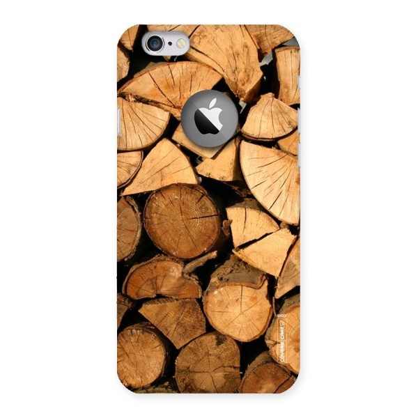 Wooden Logs Back Case for iPhone 6 Logo Cut