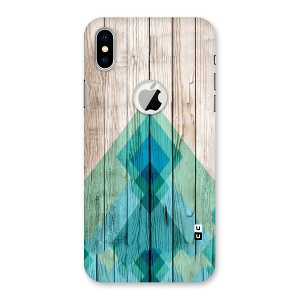 Abstract Green And Wood Back Case for iPhone X Logo Cut