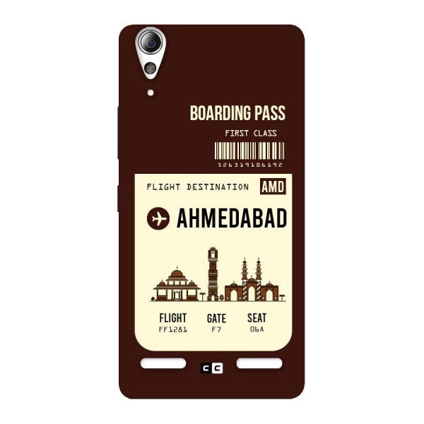 Ahmedabad Boarding Pass Back Case for Lenovo A6000