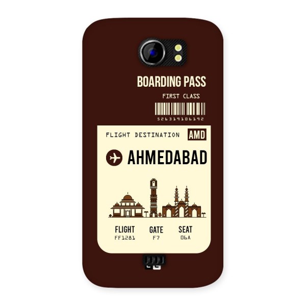 Ahmedabad Boarding Pass Back Case for Micromax Canvas 2 A110