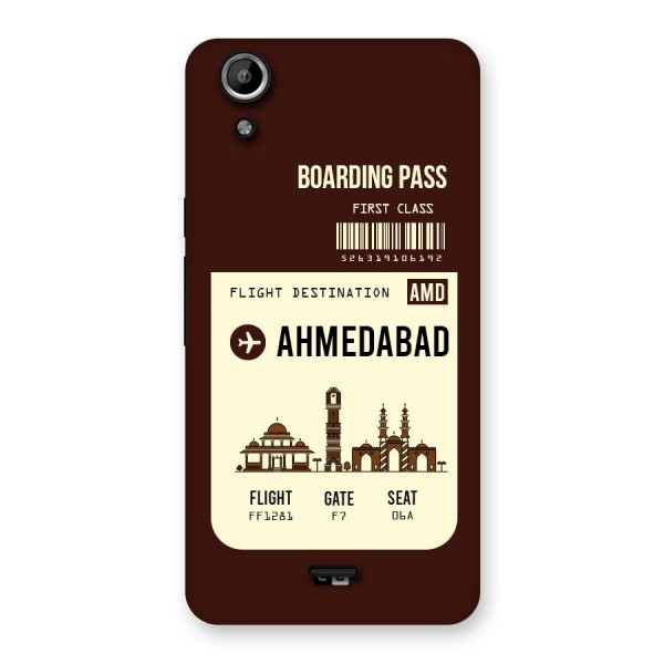 Ahmedabad Boarding Pass Back Case for Micromax Canvas Selfie Lens Q345