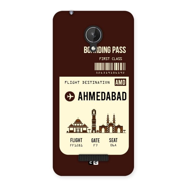 Ahmedabad Boarding Pass Back Case for Micromax Canvas Spark Q380