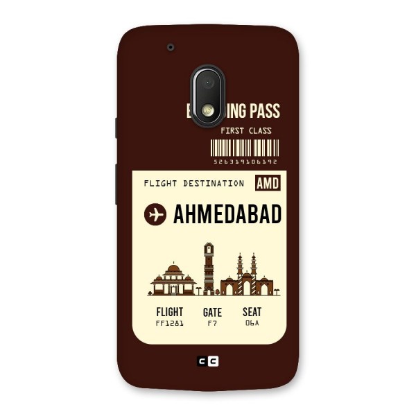Ahmedabad Boarding Pass Back Case for Moto G4 Play