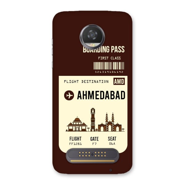 Ahmedabad Boarding Pass Back Case for Moto Z2 Play