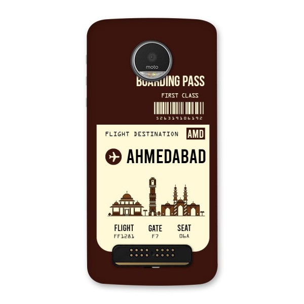 Ahmedabad Boarding Pass Back Case for Moto Z Play