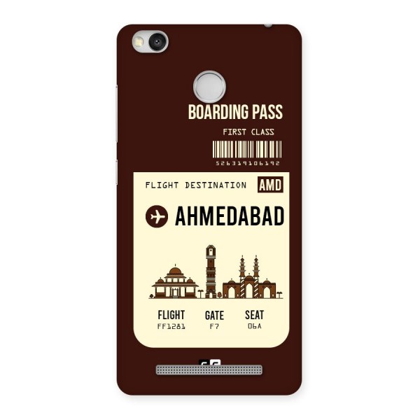 Ahmedabad Boarding Pass Back Case for Redmi 3S Prime