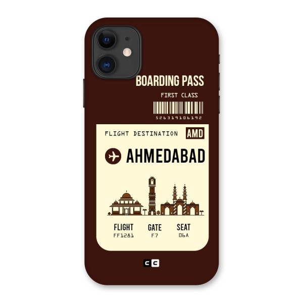 Ahmedabad Boarding Pass Back Case for iPhone 11