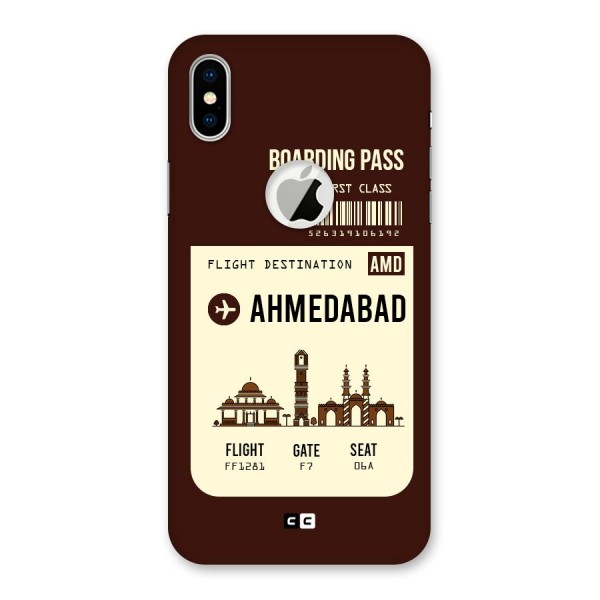 Ahmedabad Boarding Pass Back Case for iPhone XS Logo Cut