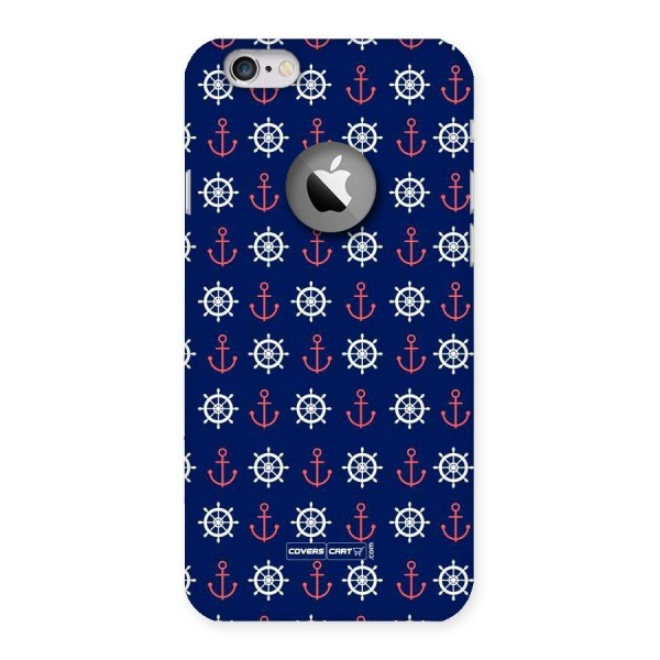 Anchor Pattern Blue Back Case for iPhone 6 Logo Cut
