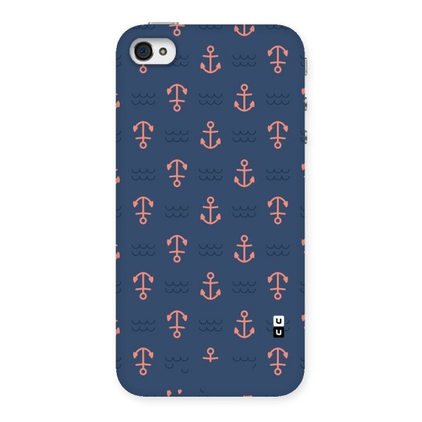 Anchor Sea Blue Back Case for iPhone 4 4s