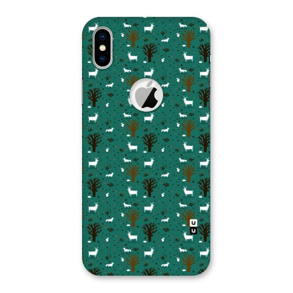 Animal Grass Pattern Back Case for iPhone X Logo Cut