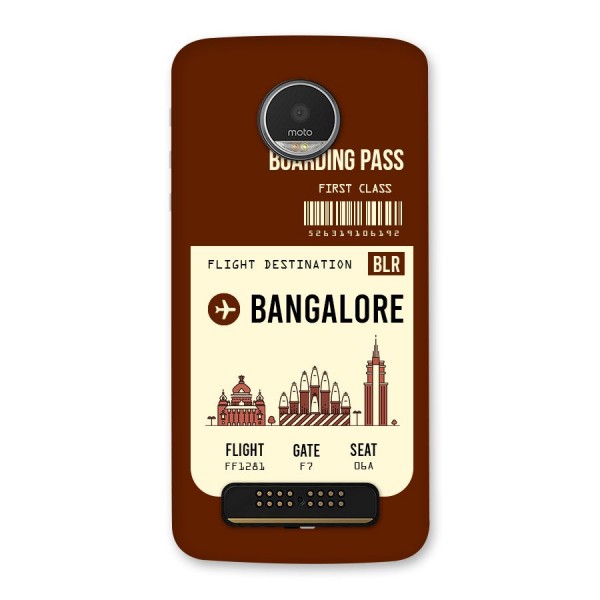 Bangalore Boarding Pass Back Case for Moto Z Play