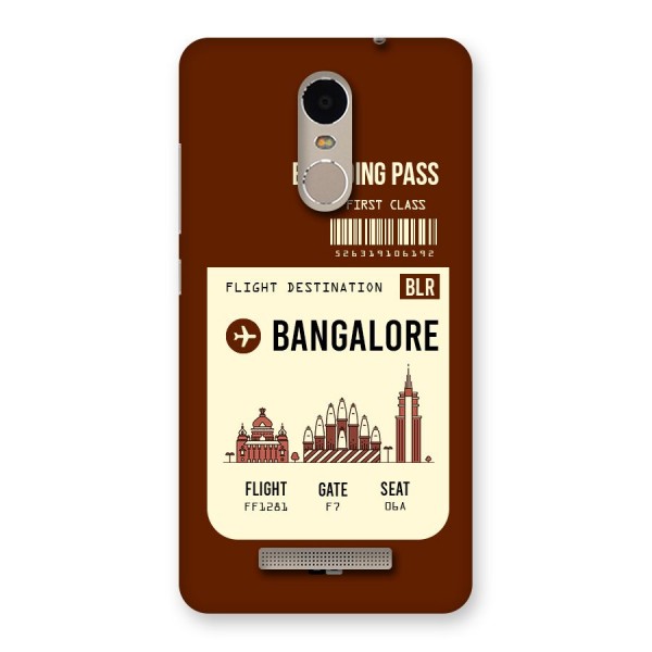 Bangalore Boarding Pass Back Case for Xiaomi Redmi Note 3