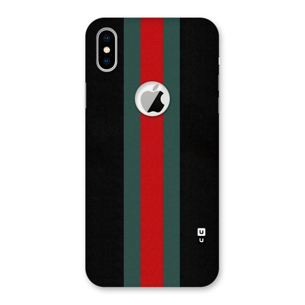 Basic Colored Stripes Back Case for iPhone X Logo Cut