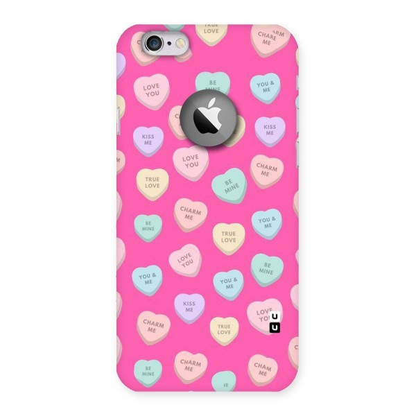 Be Mine Hearts Pattern Back Case for iPhone 6 Logo Cut