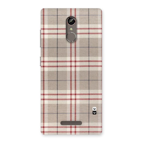 Beige Red Check Back Case for Gionee S6s