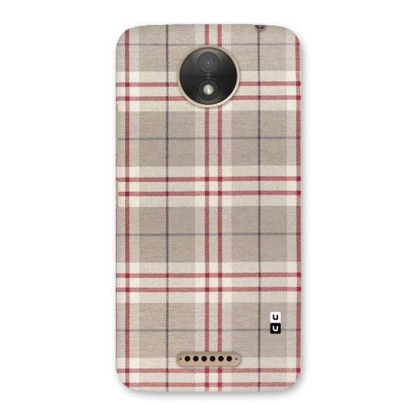 Beige Red Check Back Case for Moto C Plus