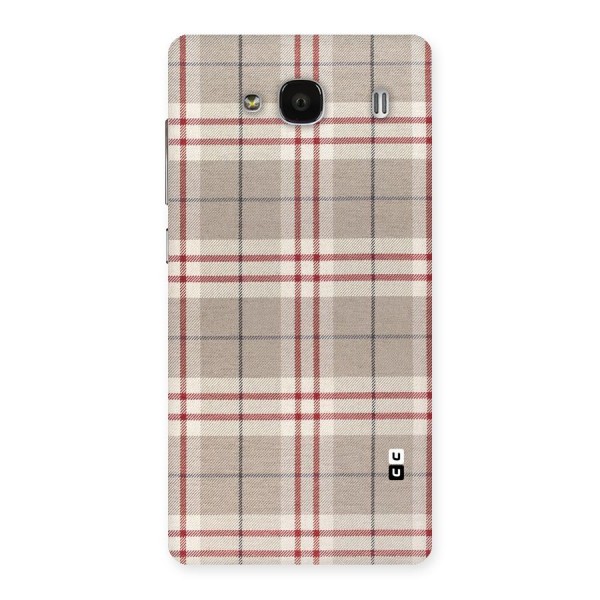 Beige Red Check Back Case for Redmi 2s