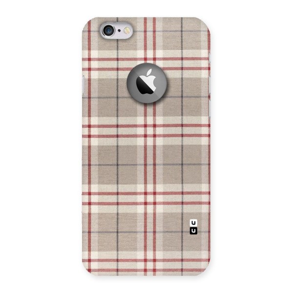 Beige Red Check Back Case for iPhone 6 Logo Cut