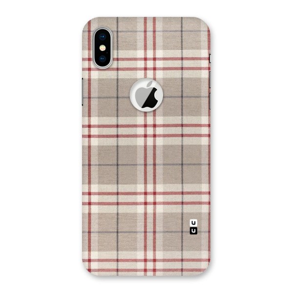 Beige Red Check Back Case for iPhone XS Logo Cut
