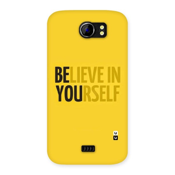 Believe Yourself Yellow Back Case for Micromax Canvas 2 A110
