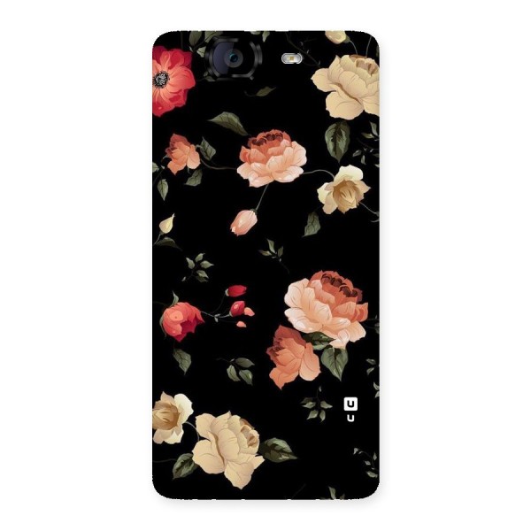 Black Artistic Floral Back Case for Canvas Knight A350