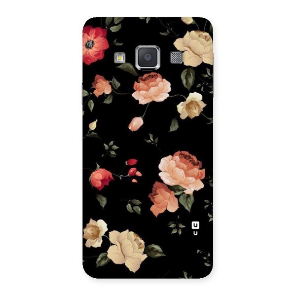 Black Artistic Floral Back Case for Galaxy A3