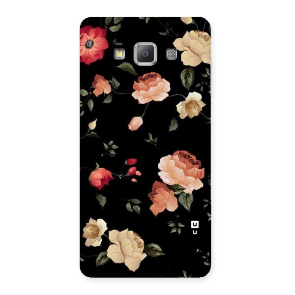 Black Artistic Floral Back Case for Galaxy A7