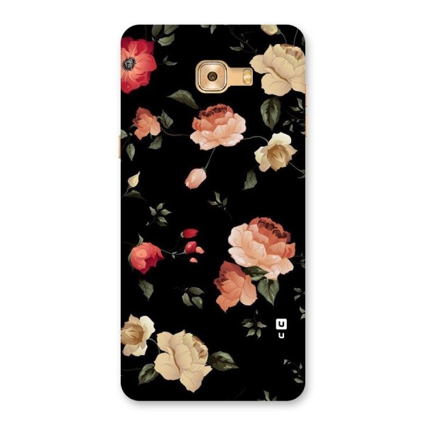 Black Artistic Floral Back Case for Galaxy C9 Pro