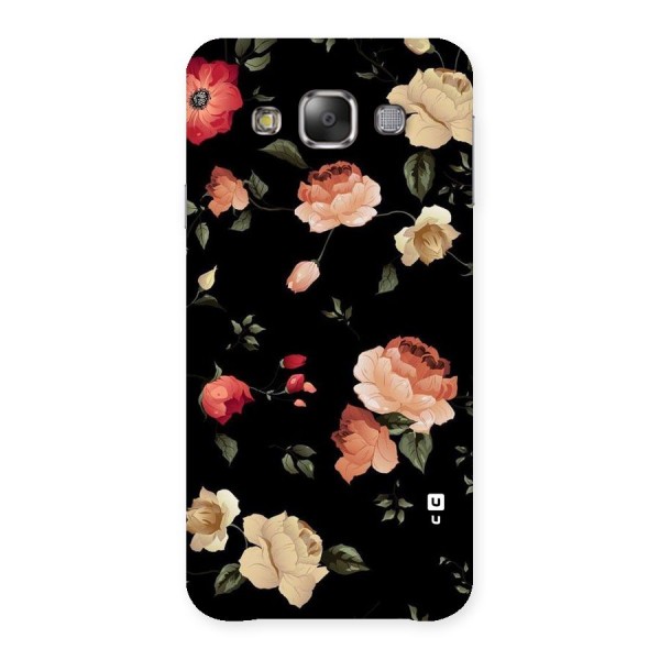 Black Artistic Floral Back Case for Galaxy E7