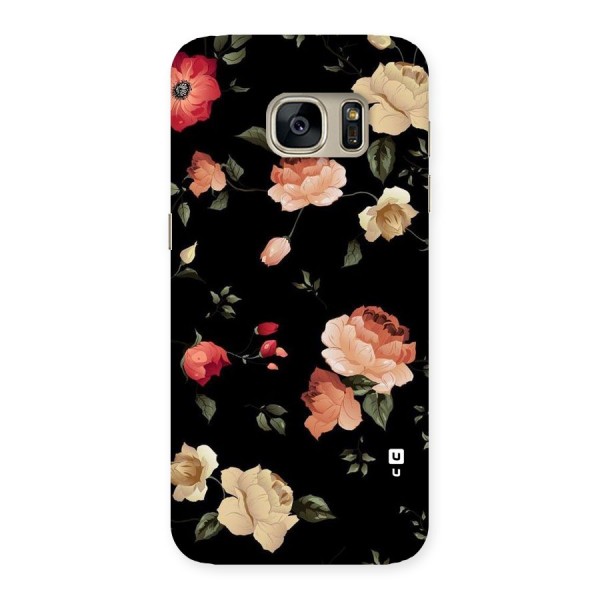 Black Artistic Floral Back Case for Galaxy S7